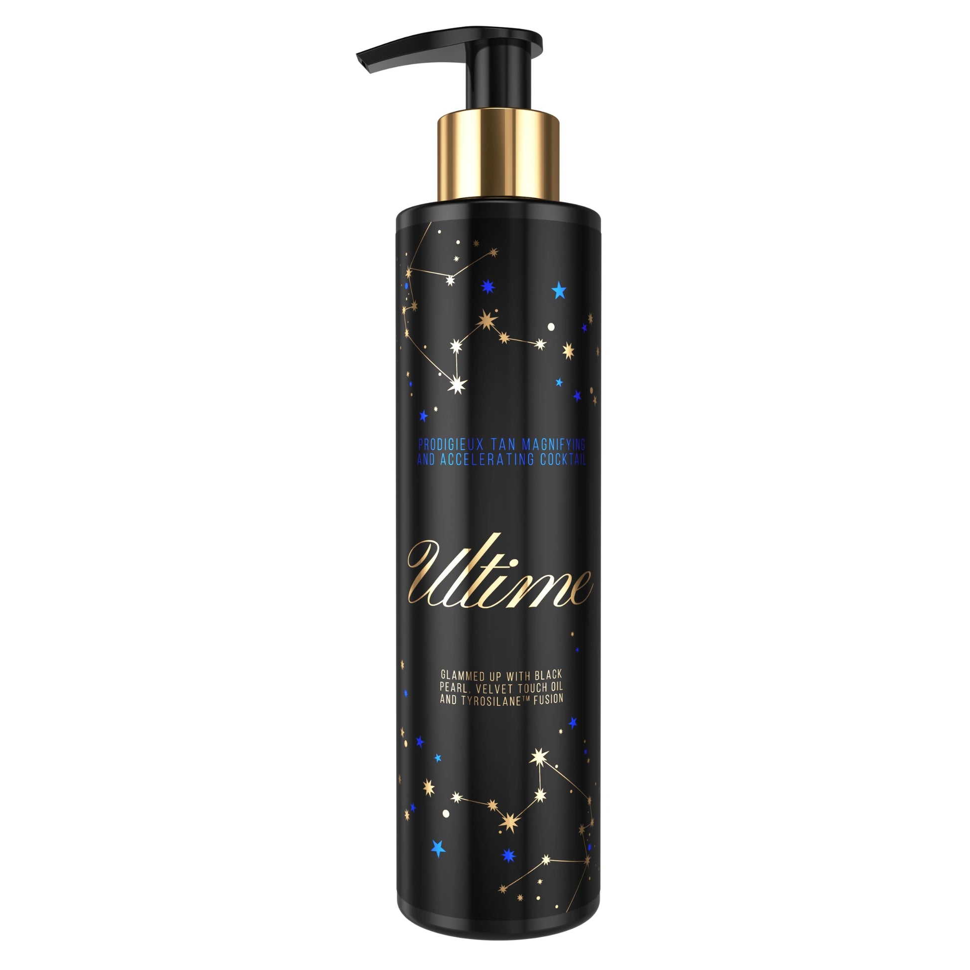 Onyx Ultime Tanning Lotion with black pearl and tyrosilane for a luxurious tan boost.
