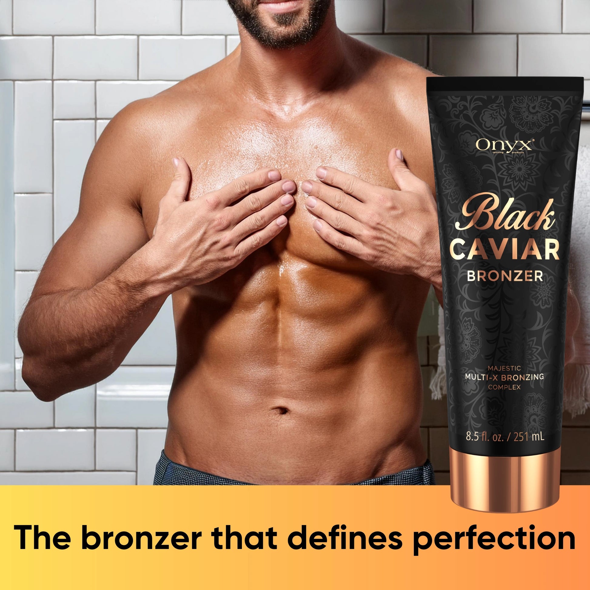 Get the bronze you’ll love with Onyx Black Caviar Bronzer – rich, hydrating, and sunbed-friendly.