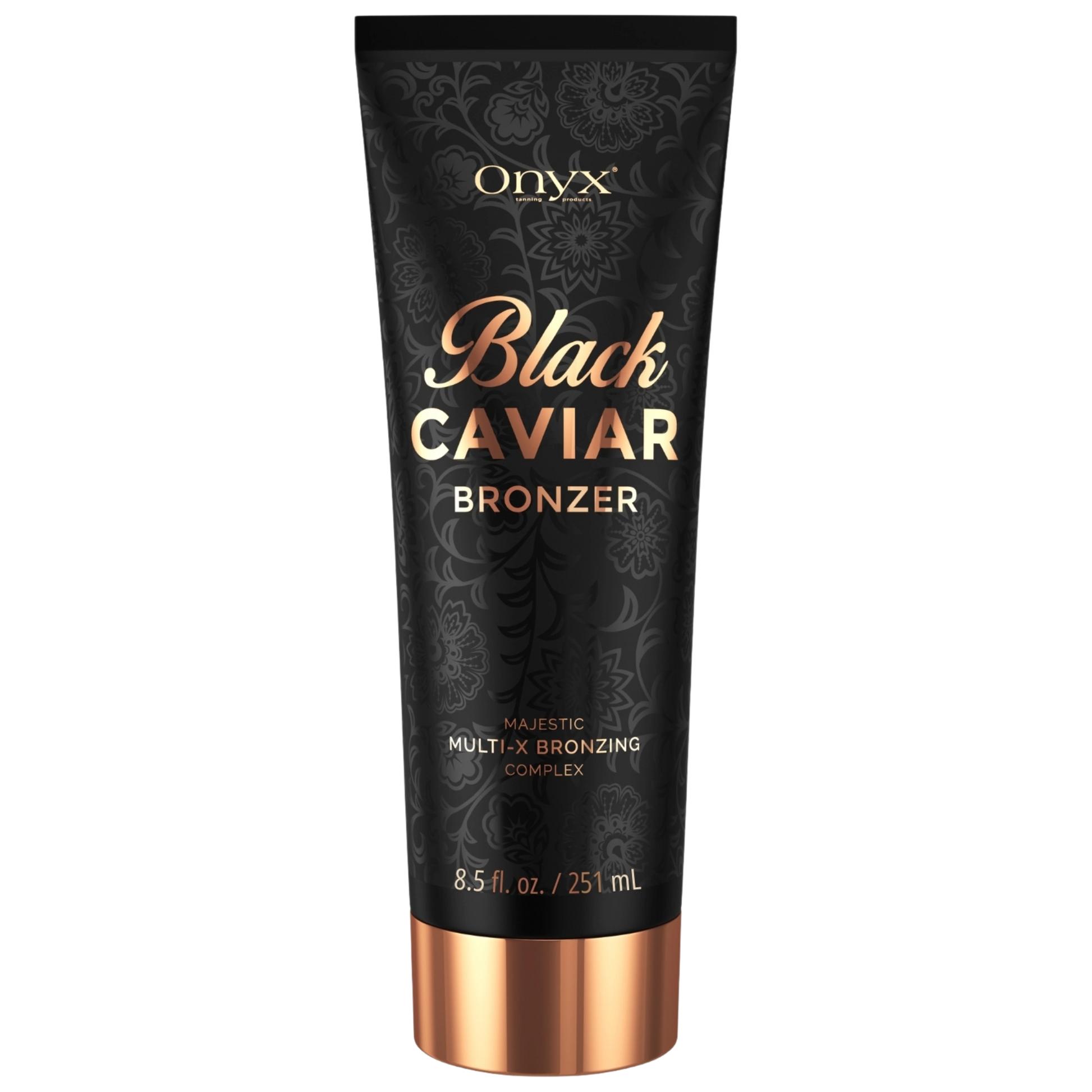 Onyx Black Caviar Bronzer – luxury tanning lotion with Multi-X bronzing complex for deep, dark color.