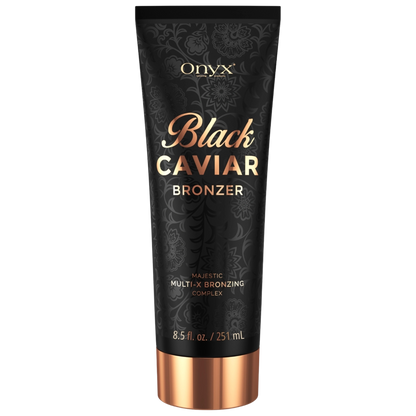 Onyx Black Caviar Bronzer – luxury tanning lotion with Multi-X bronzing complex for deep, dark color.