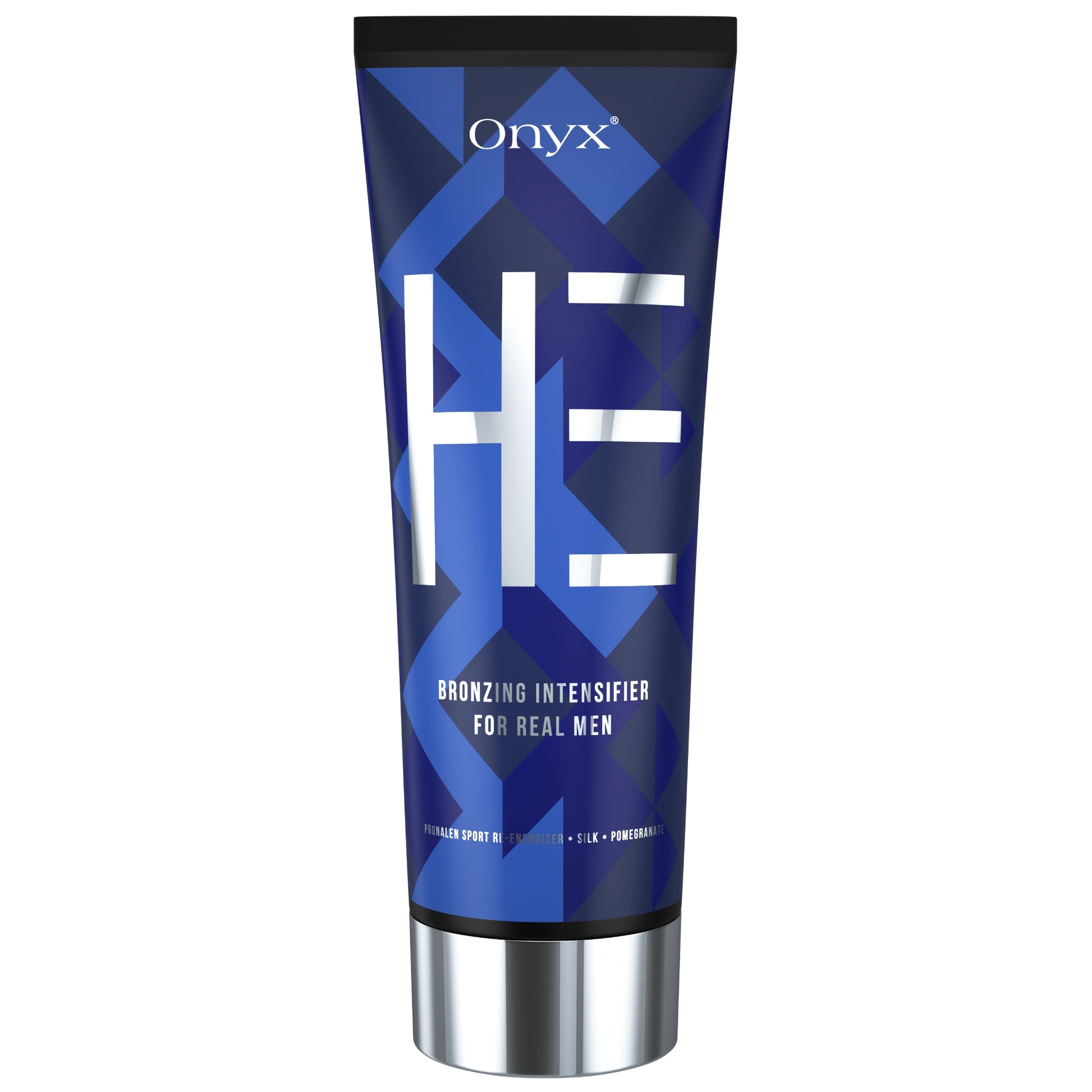 Onyx HE Bronzing Intensifier – premium tanning lotion for men, enriched with sport revitalizer and pomegranate extract.