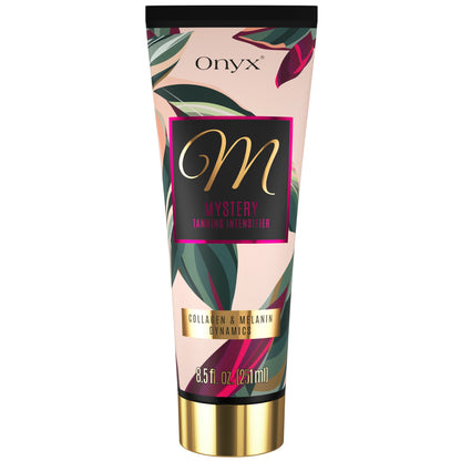 Onyx Mystery Tanning Accelerator tube with collagen and melanin dynamics for a deep, even tan