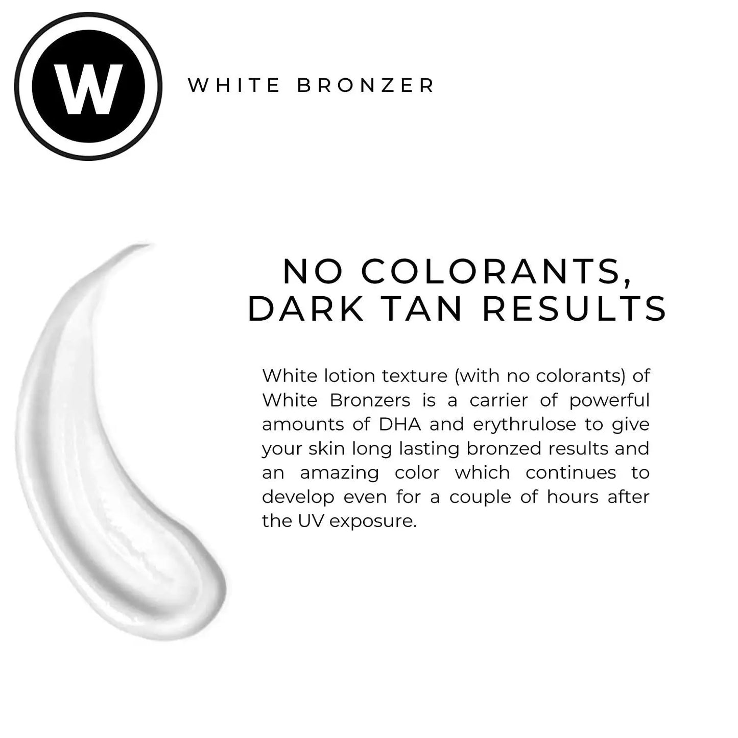 White tanning bronzer with no colorants