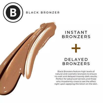 Black bronzer for indoor tanning beds